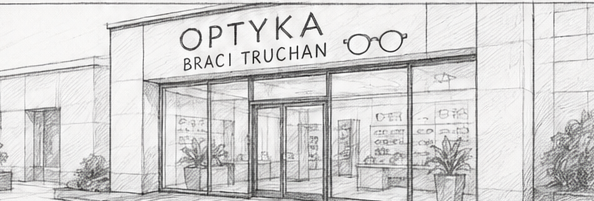 Rysunek: witryna salonu Optyka Braci Truchan